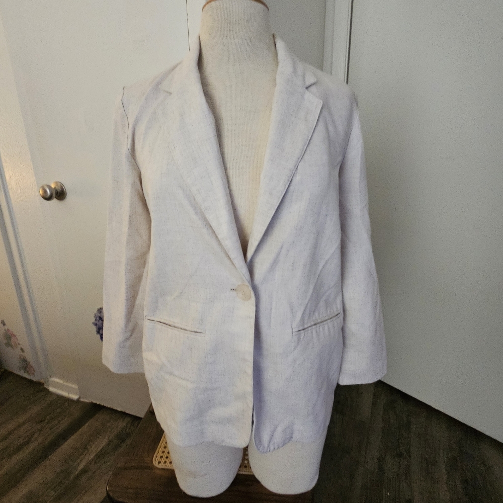 VTG SAG HARBOR PETITE Blazer Jacket Cream Women 6 EUC
